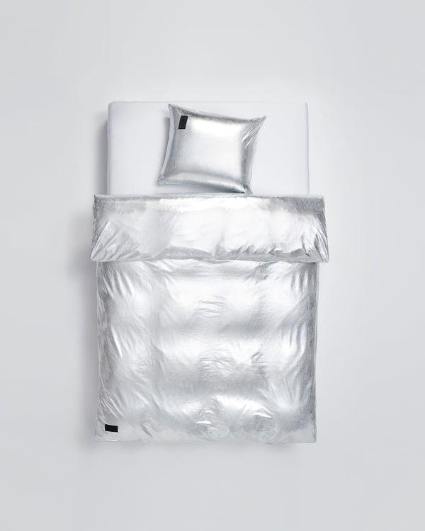 Nude duvet cover | Metallic silver Jersey